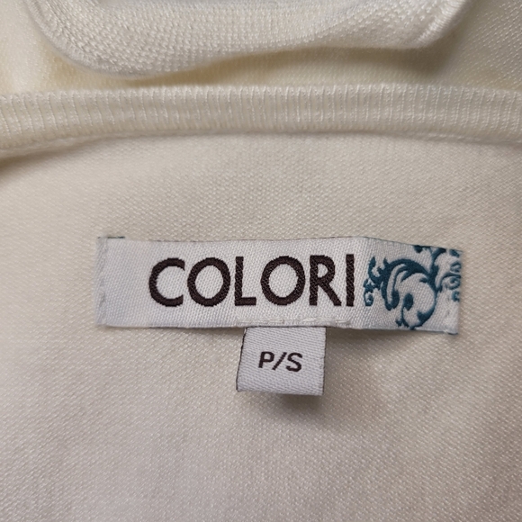 COLORI Long Sleeve Off-White Sweater with Frills Size Small - Picture 10 of 12